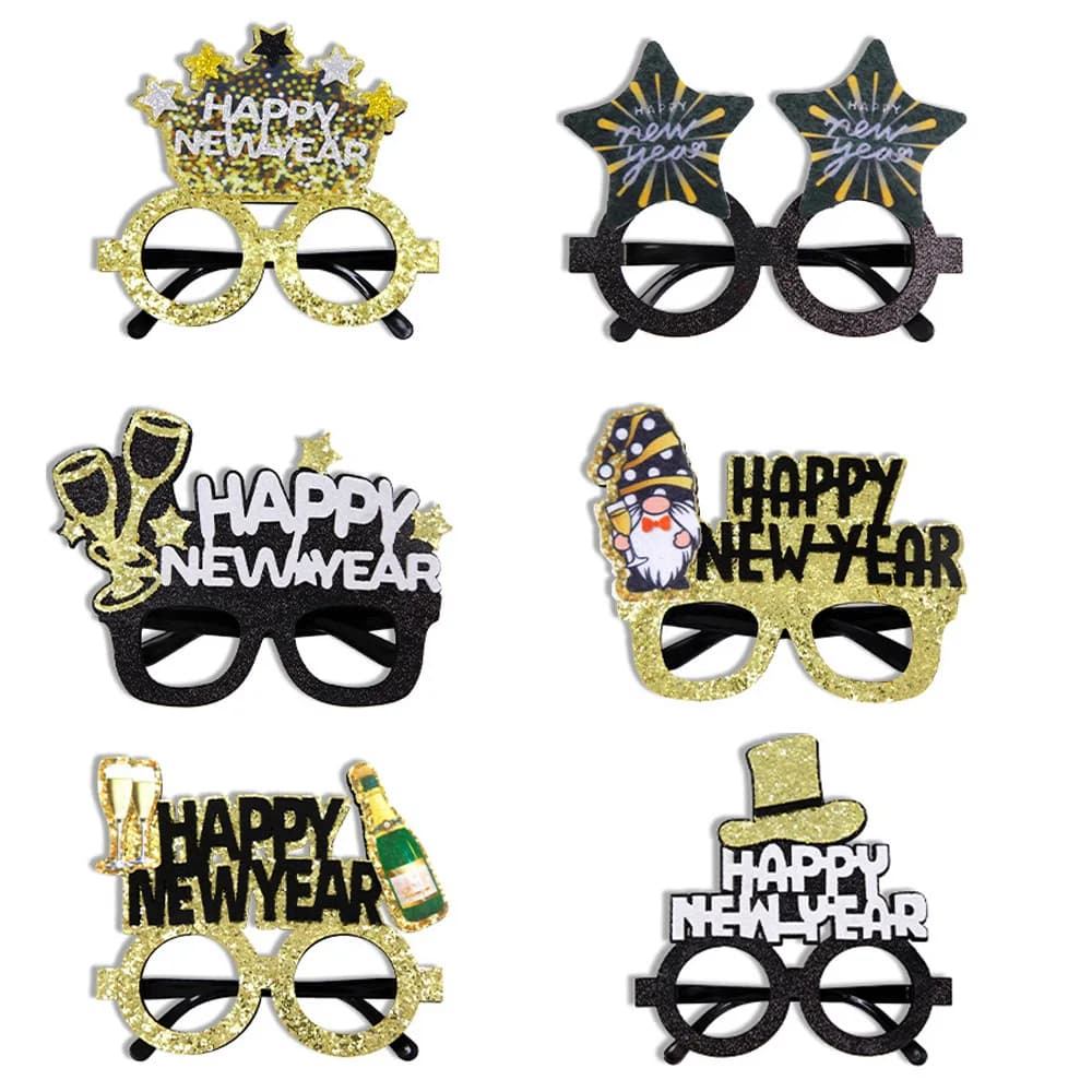 2PCS 2026 Tema natalizio Occhiali digitali divertenti Decorazione per feste Cornice per foto di Capodanno Occhiali creativi per le celebrazioni natalizie