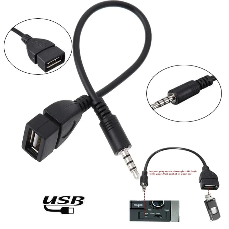 Cavo audio per auto Adattatore OTG femmina Aux A USB Riproduzione MP3 Decoder Riproduzione USB Flash Drive Musica Cavo adattatore OTG da 3,5 mm