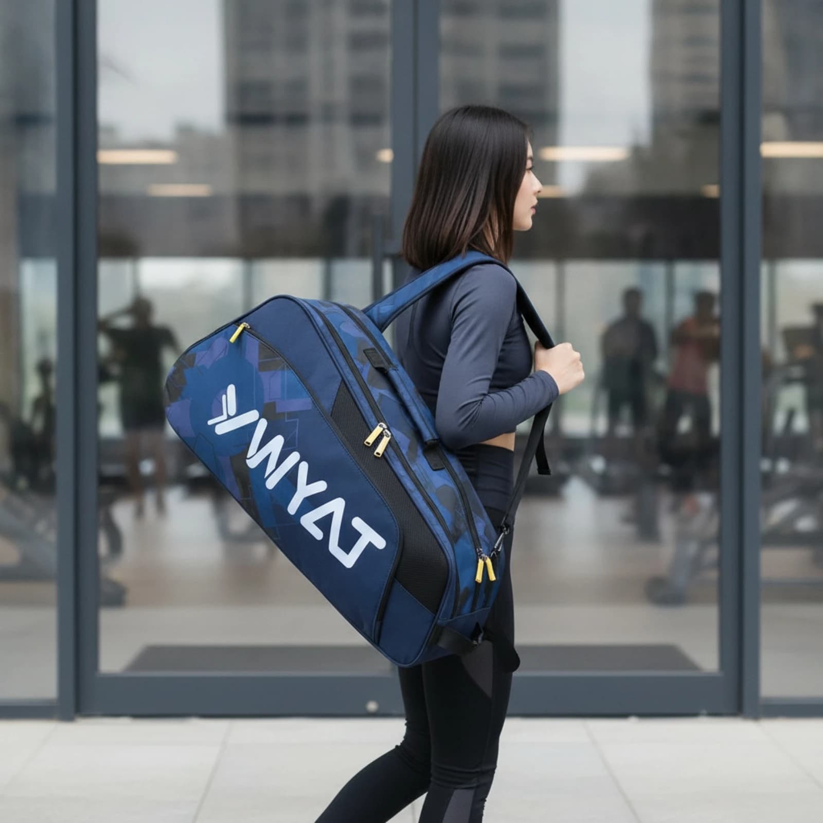 Racket Bag with Shoe Compartment Zippered Tennis Bag with Shoe Compartment Reinforced Multifunctional for Badminton Players