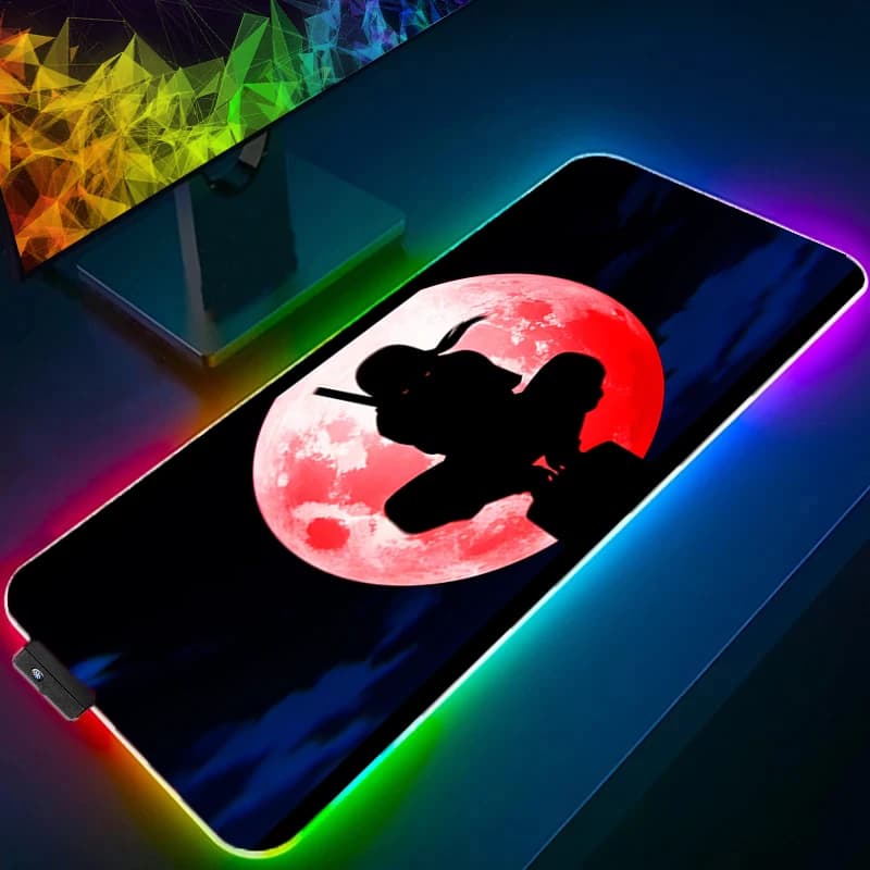 Tappetino per Mouse RGB Grande con Retroilluminazione, Tappetino da Scrivania per Ufficio, Accessori per Gaming PC, Tappetino XXL LED N-Naruto, Tappetino per Tastiera Laptop
