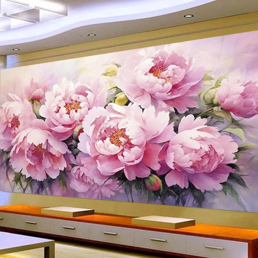 Pittura diamante di grandi dimensioni fiore di peonia rosa fai da te mosaico completo ricamo fioritura immagine floreale gioielli kit punto croce