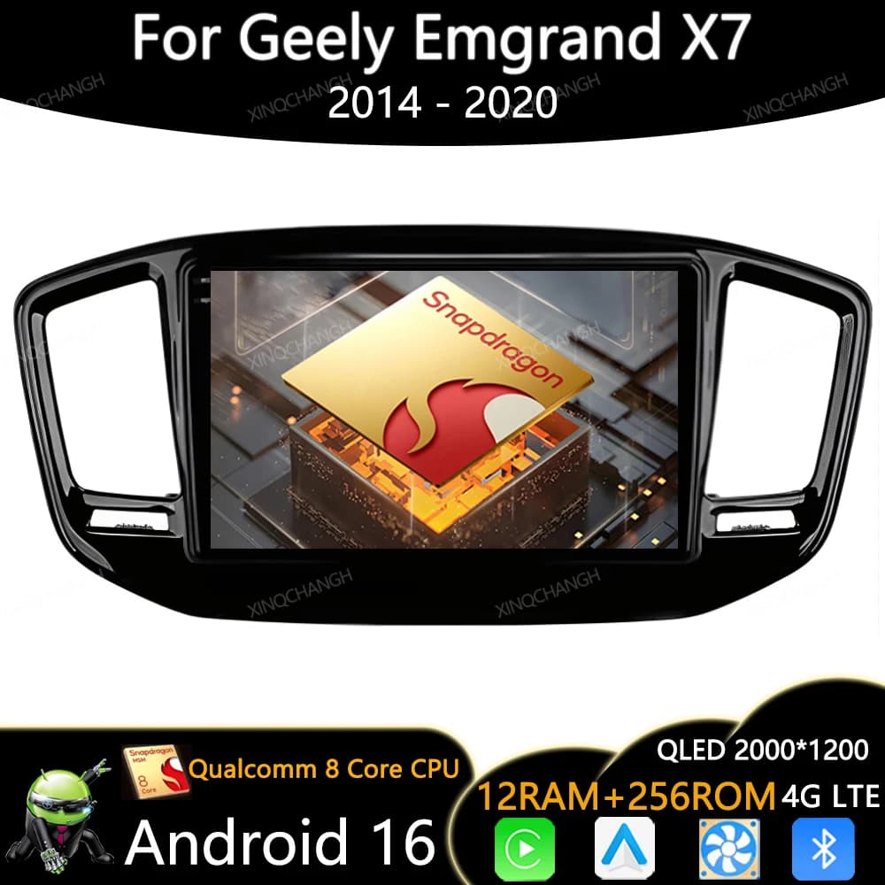 Android 16 Car Radio For Geely Emgrand X7 Vision X6 Haoqing SUV 2014 2015 - 2020 Multimedia Video Player 2DIN Carplay Auto QLED