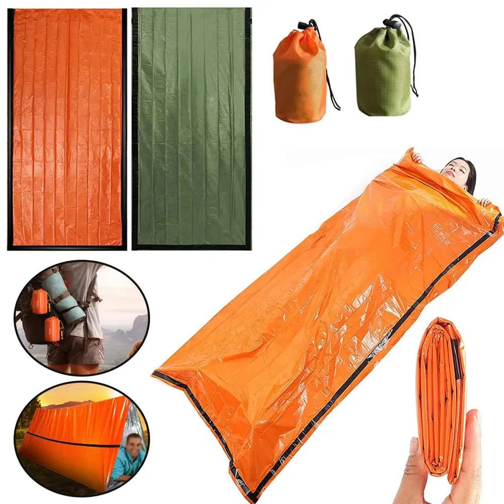 1 set outdoor sleeping bag emergency blanket outdoor rescue blanket warm insulation windproof emergency sleeping bag per single person