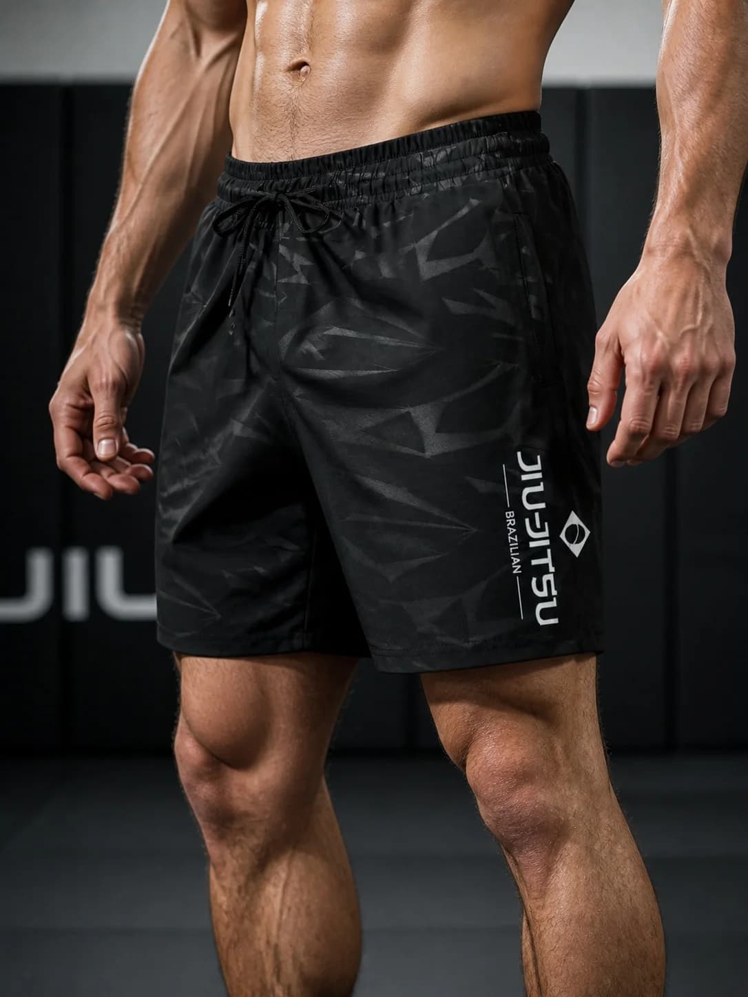 Brazilian jiu-jitsu printed men's short pants, quick-drying and lightweight for hiking, cycling, daily exercise, beach use