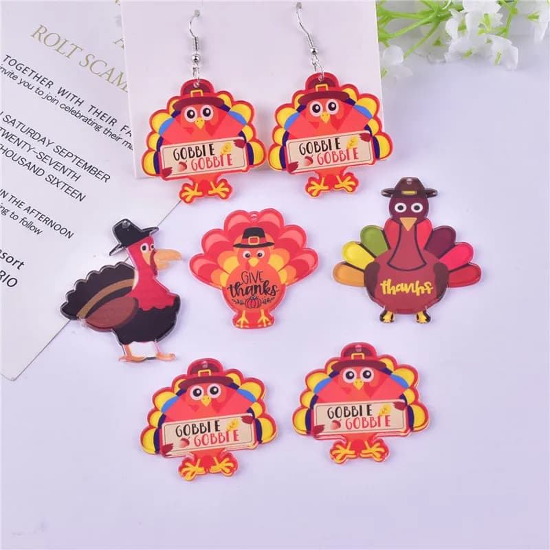 10 pz/pacco di ringraziamento turchia Arcylic Charms per fare gioielli orecchino fai da te