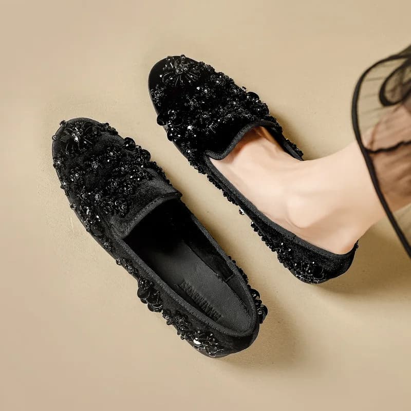 Mocassini da donna Scarpe taglie forti da donna Comode slip on antiscivolo con suola morbida Scarpe da donna Moda con paillettes lucide Tinta unita