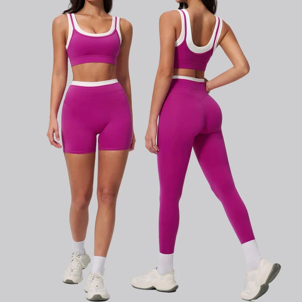 Completo Sportivo da Donna 2 Pezzi: Set Yoga, Abbigliamento da Palestra, Leggings a Vita Alta Push-Up, Outfit Fitness per Corsa e Allenamento