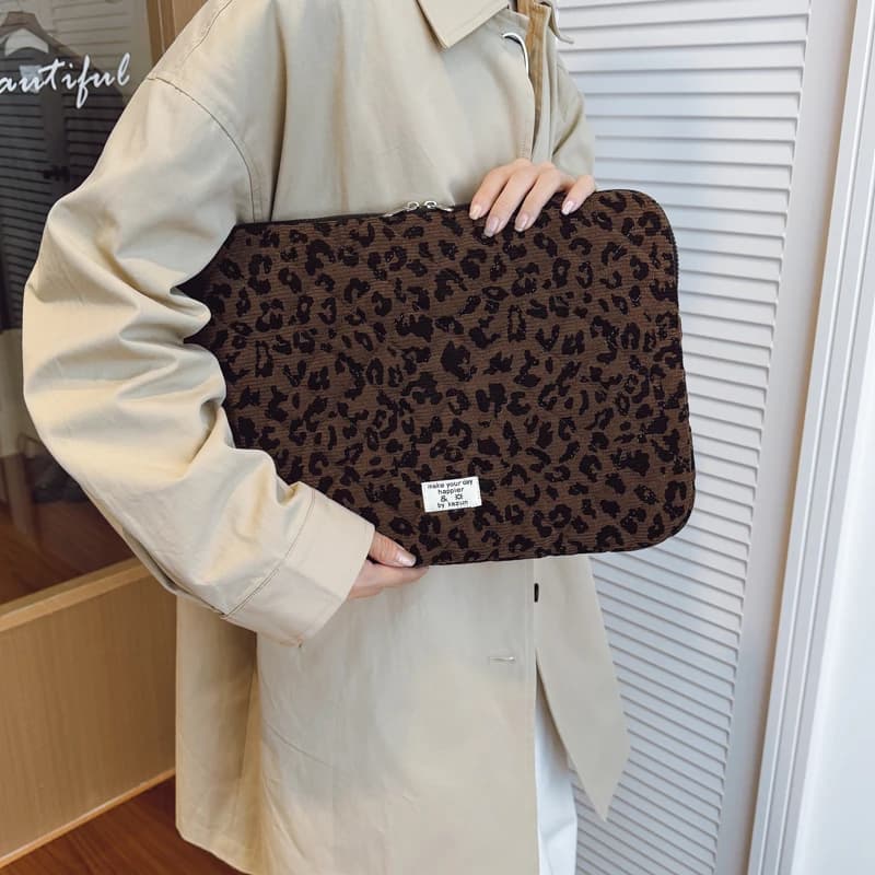 Borsa per computer portatile con custodia per laptop portatile con stampa leopardata adatta per laptop da 11/13/15 pollici Custodia protettiva per viaggi di lavoro scolastico