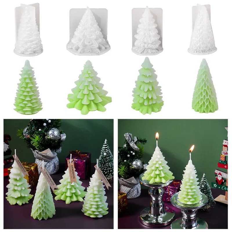DIY Cone Christmas Tree Epoxy Silicone Molds Candle Christmas Decoration Aromatherapy Plaster Candle Ornaments Silicone Molds