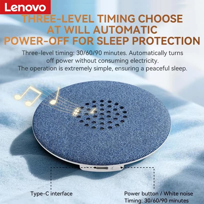 Lenovo Bluetooth Speaker with Scheduled Switching, Stereo HiFi, Long Autonomy, Sound Machine for Sleep with White Rumore
