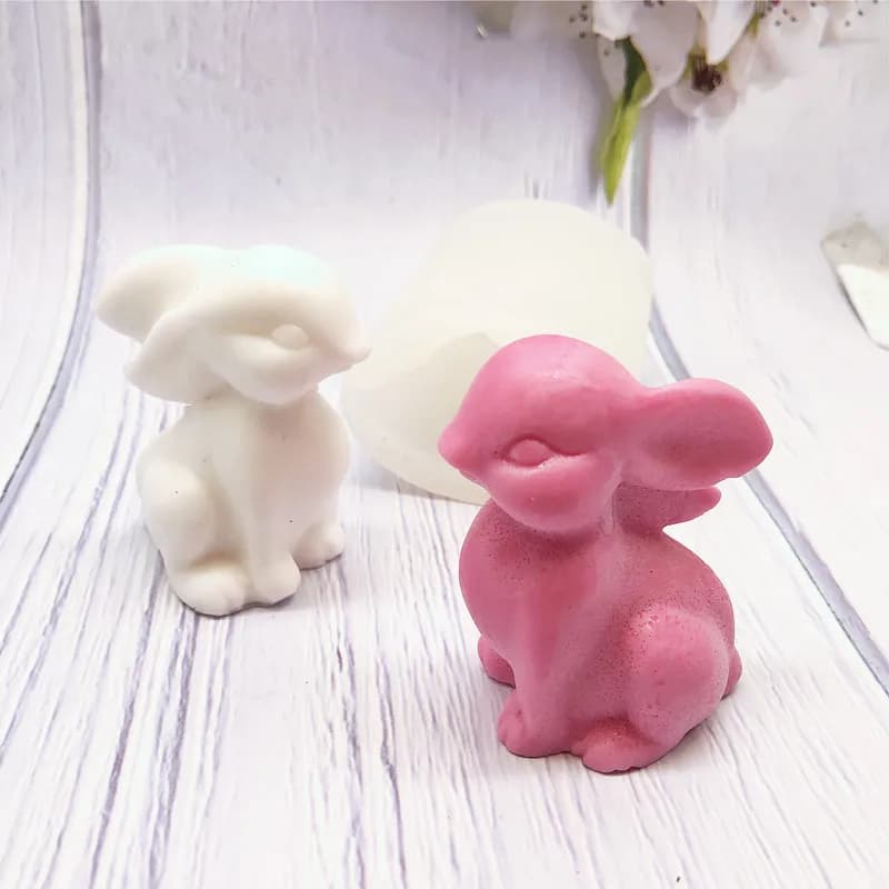 smile rabbit silicone candle mold 3d cute animal soap plaster resin cast mould home decor crafts handmade diy gift making