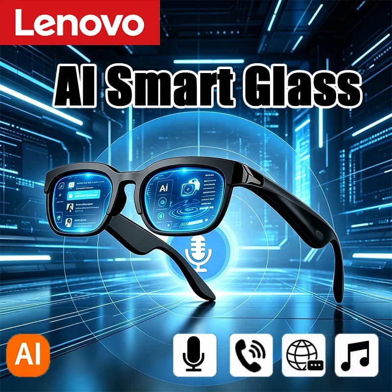 Occhiali Smart Lenovo 2026 Nuovi con Traduzione AI, Conversazione Bluetooth, Registrazione e Ascolto Musica - Occhiali da Sole Intelligenti per Uomo e Donna