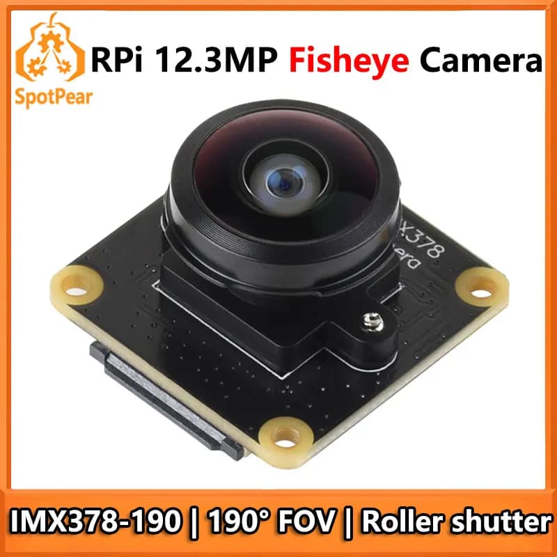Raspberry Pi Fisheye Camera IMX378 12.3MP 190° Wide Angle Roller shutter