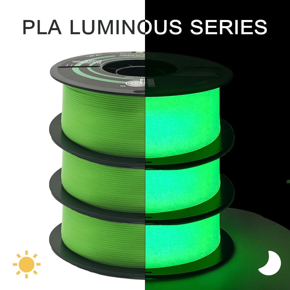 HP3DF 3 Rolls (3kgs) Glow in The Dark 3D Printer Filament, 1.75mm Dimensional Accuracy +/- 0.02mm, Fit Most FDM Print