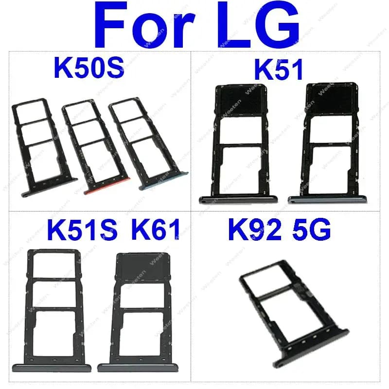 Slot per supporto vassoio scheda SIM per LG K50 Q60 K50S K51 K51S K61 K92 5G LM-K920AM Parti dell'adattatore della scheda del supporto del lettore di schede SIM
