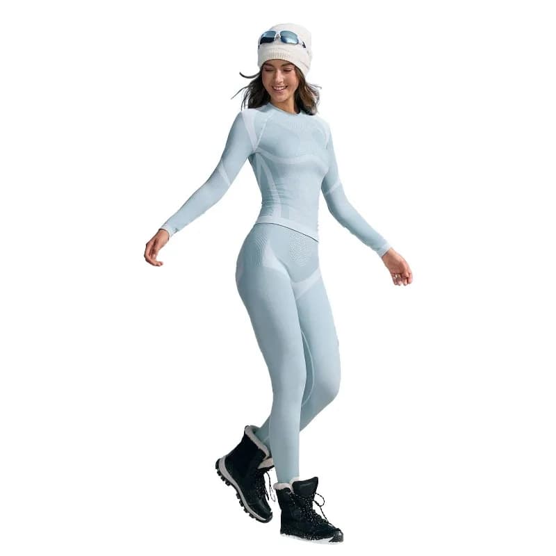Tuta da sci per sport all'aria aperta autunnali e invernali, biancheria intima termica a maniche lunghe, tuta da yoga fitness aderente che assorbe l'umidità e sudorosa