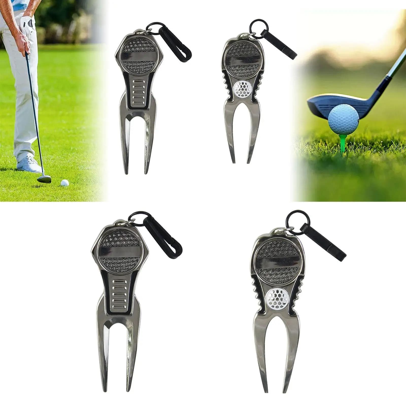 Strumento di riparazione per divot da golf Pulitore per scanalature Leggero multifunzionale con indicatore magnetico per palline da golf per forniture da golf per golfisti
