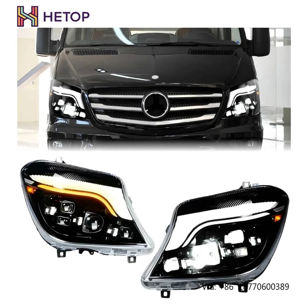 HETOP Sprinter Headlights 2014-2018 Upgrade LED Projetor Head Lamps DRL Daytime Running Light for Benz