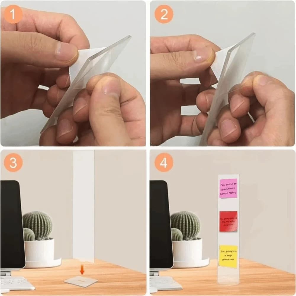 Acrylic Memo Message Board Detachable Clear Sticky Note Holder Stand Vertical Note Display Organizer Home Office