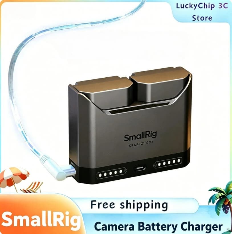 Caricabatterie SmallRig per fotocamera NP-FZ100/EN-EL15C/LP-E6P/NP-FW50/DMW-BLK22 con protezione intelligente, accessori fotografici