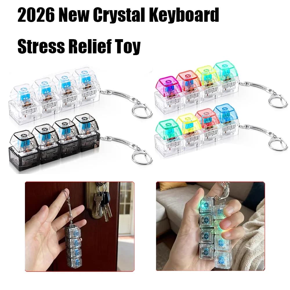 Portachiavi LED con Tastiera, Giocattolo Antistress in Cristallo, Gadget Sensoriale per Adulti e Bambini