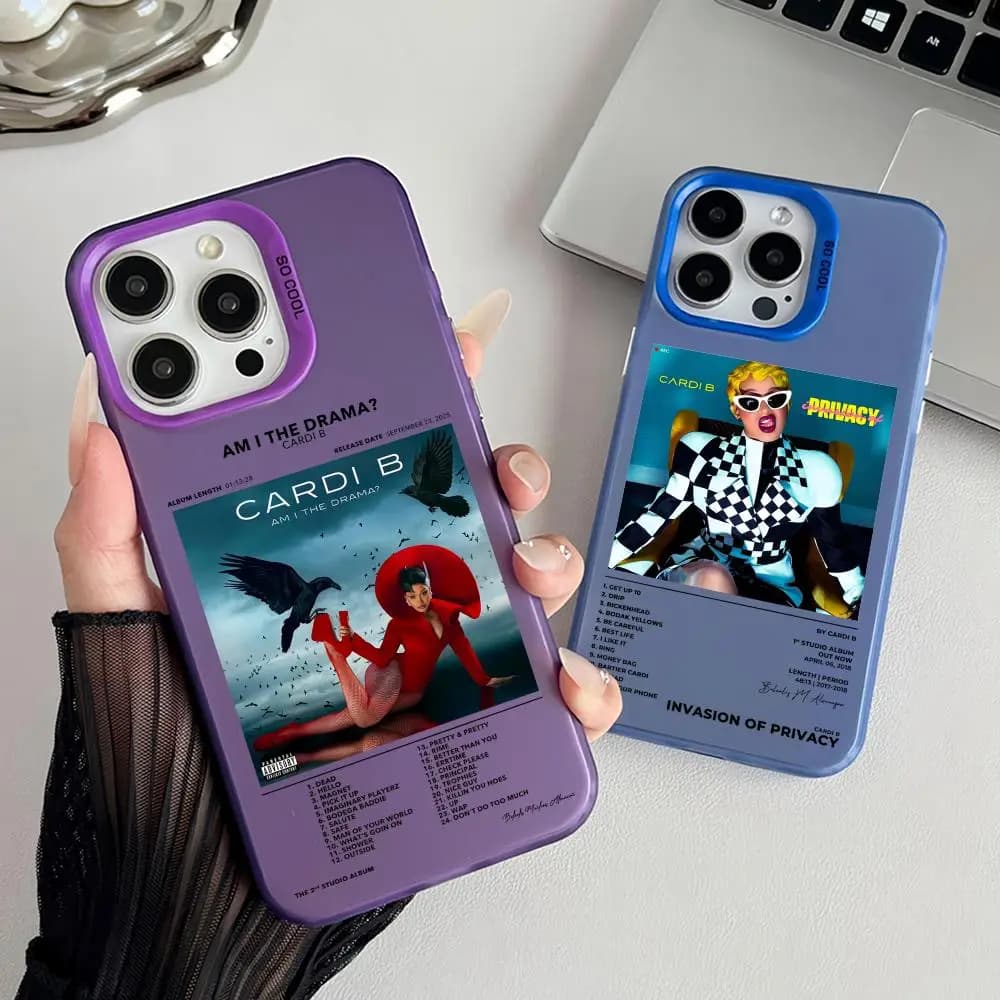 Custodia per telefono Hip Hop C-Cardi B opaca laser Aurora antiurto per iPhone 17 16 15 14 13 12 11 Pro Max Air