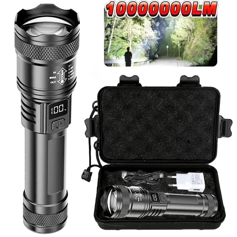 2000LM 2000LM Ultra Bright LED Flashlight EDC Tactical Flashlight Zoom Telescopic Portable Flashlight with Battery 14500/18650