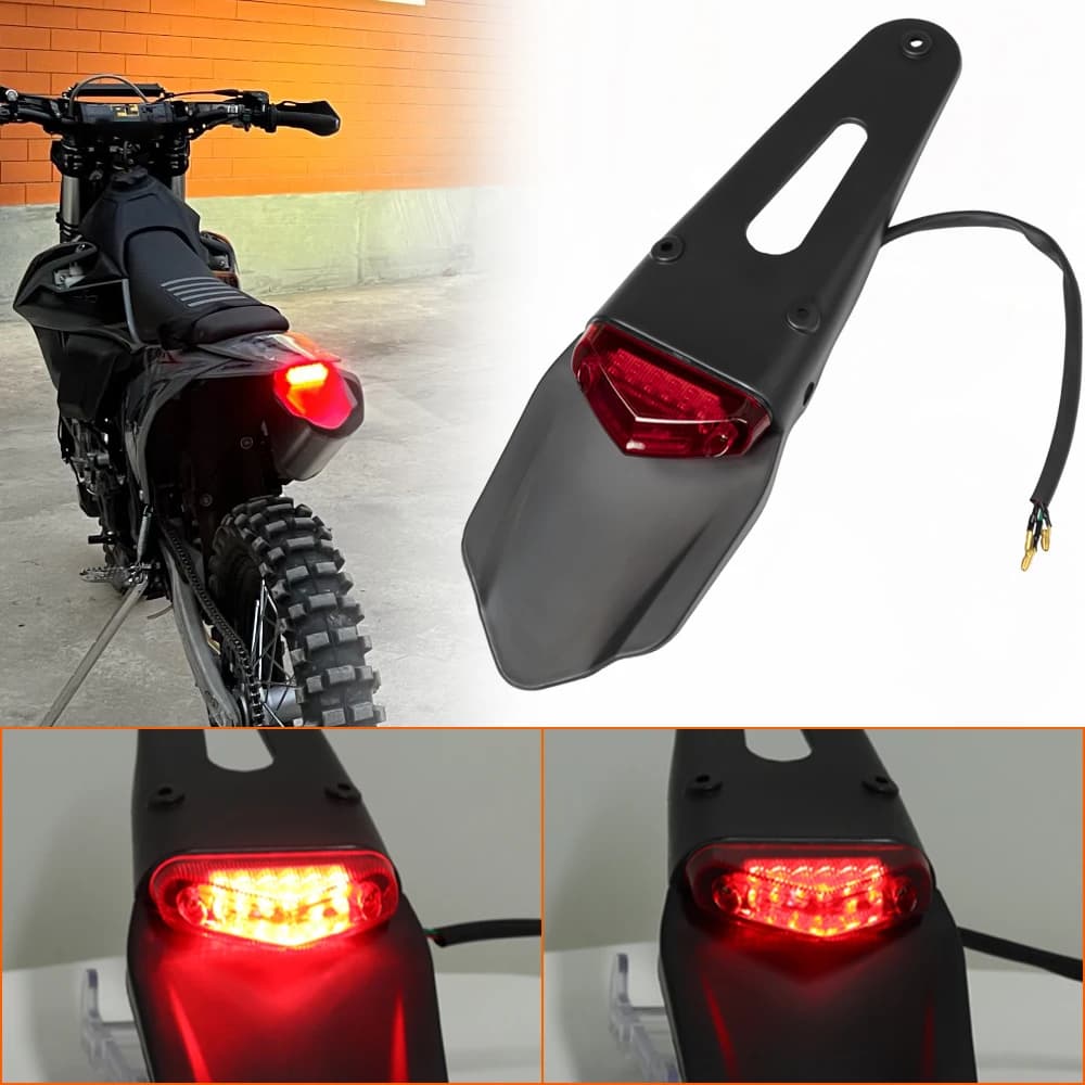 Moto Fanale Posteriore LED Lamp Freno 12V Per Enduro Dirt Bike Trail Supermoto Motocross Enduro Parafango Posteriore Staffa Targa