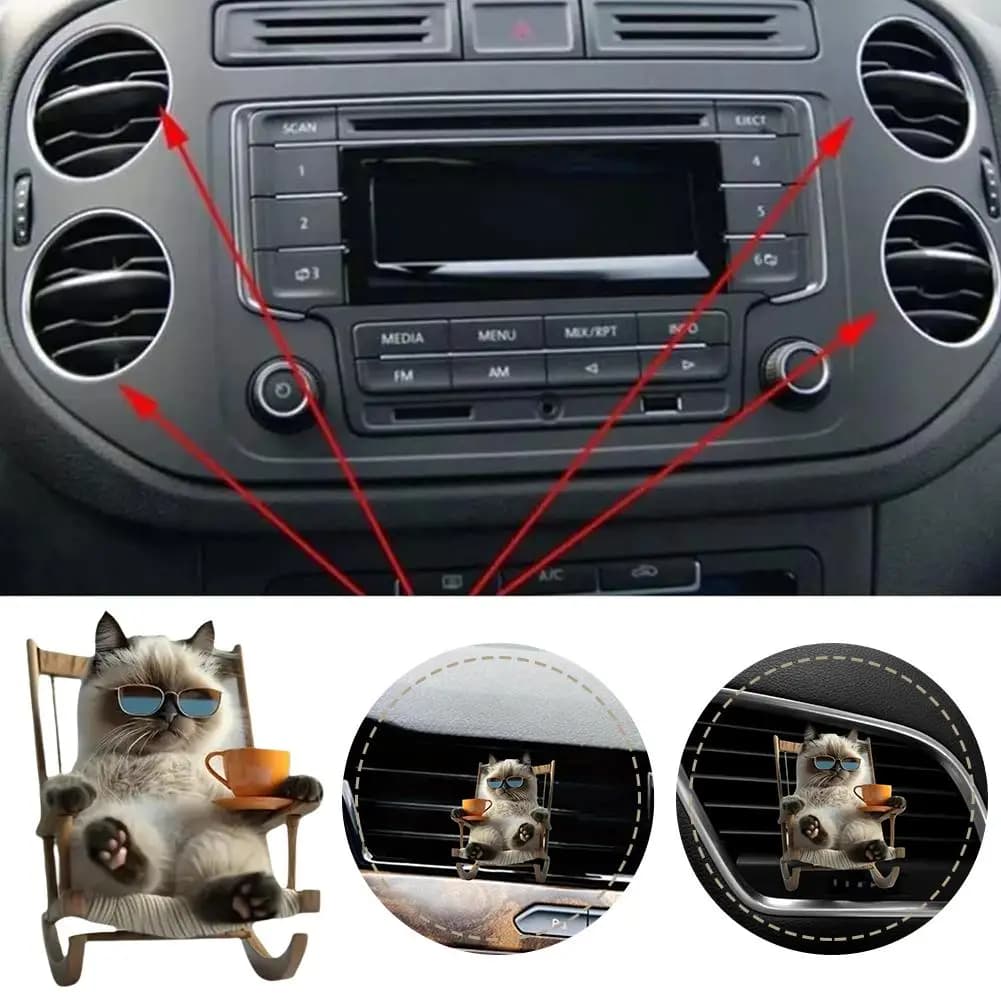 2D Cute Car Outlet Vent Perfume Pinze Cat Deodorant Perfume Aromatherapy Clip Conditioner Auto Diffuser Decoration Inte I6V9