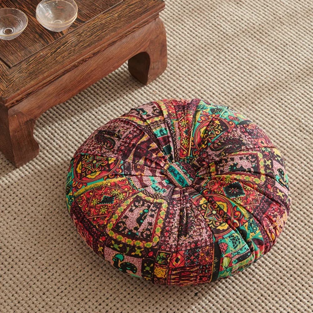 Round Bohemia Style Meditation Cushion Thickened PP Cotton Filling Floor Pillow Colorful Soft Tatami Seat Cushion Tea Room