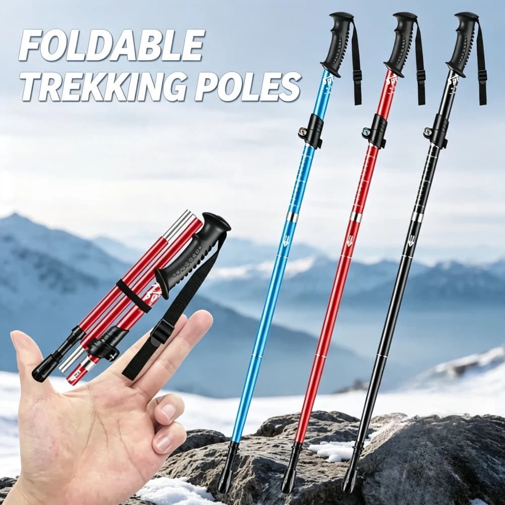 Ultra-light Aluminum Alloy Folding Trekking Poles Professional Non-slip Climbing Camping Outdoor Five-section Trekking Poles