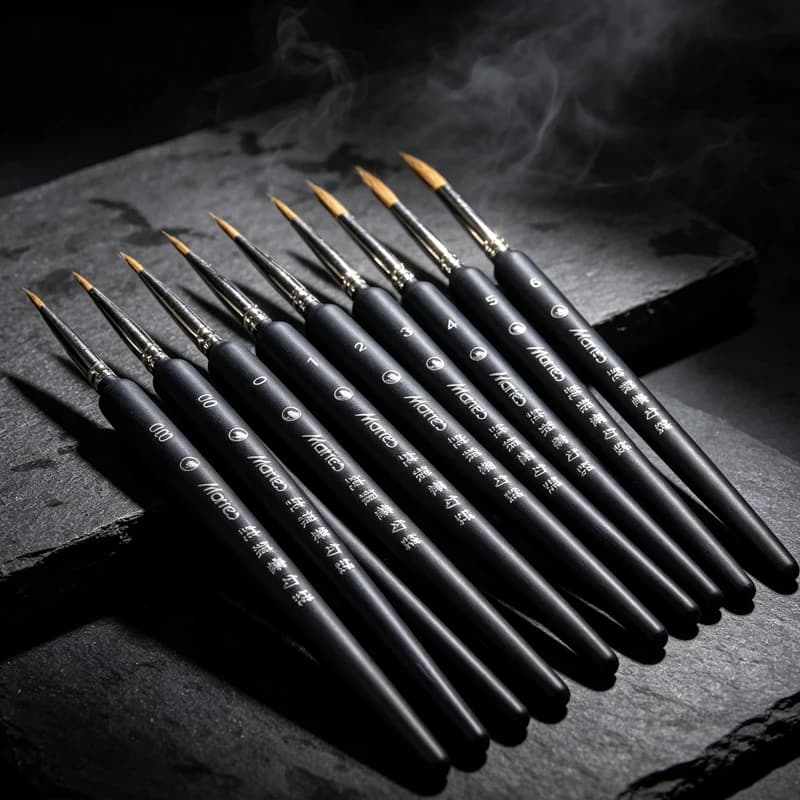 10Pc Wolf Hair Detail Paint Brushes Set Fine Tip Liner Drawing Brush for Watercolor Acrylic Oil Nail Art Model Painting Supplies