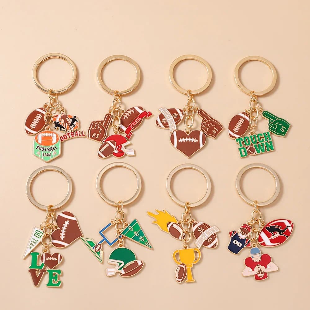New Fashion Sports Ball Key Ring Key Chain Player Rugby Keychain Bag Pendant