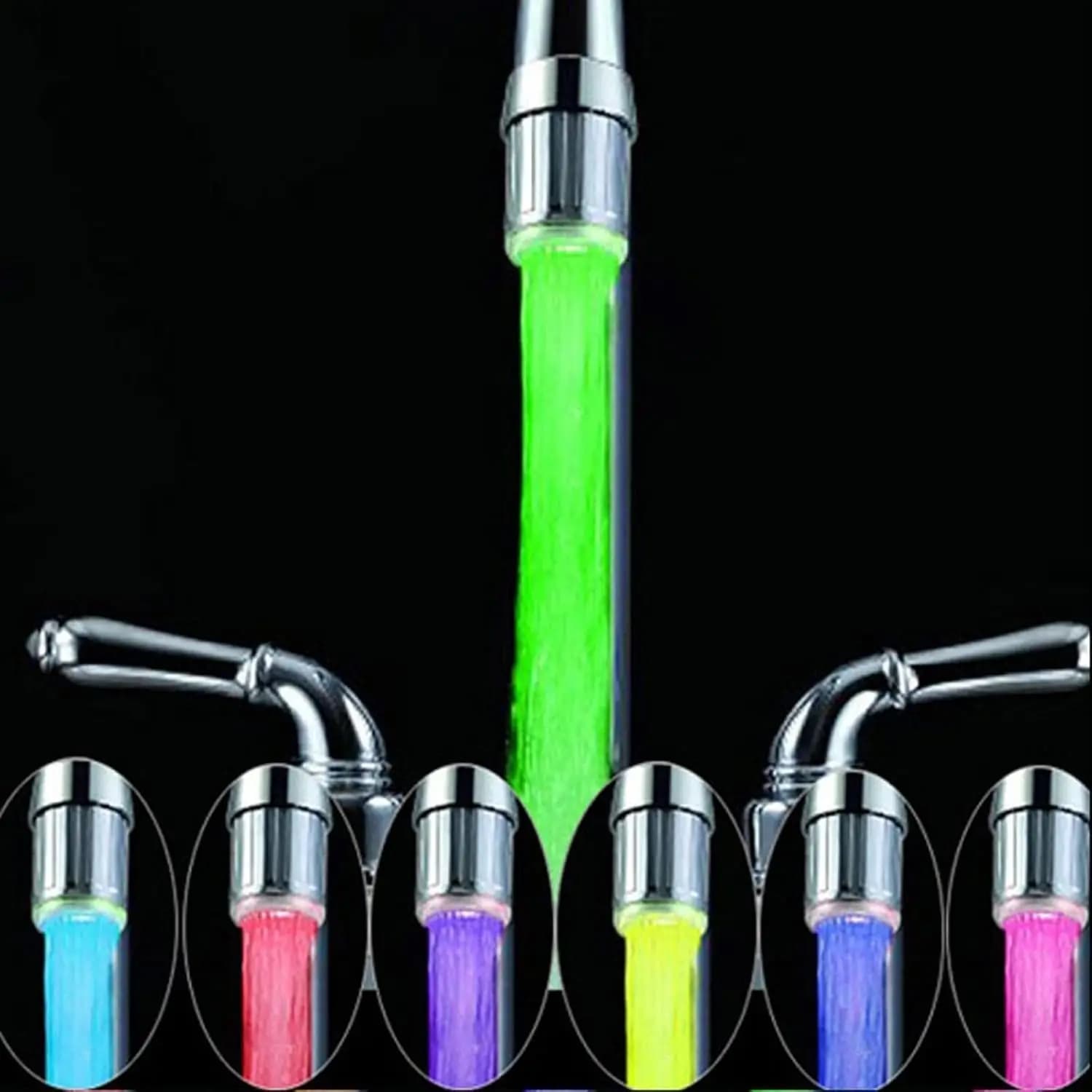 1-4PCS LED Cambia automaticamente 7 colori Testa del rubinetto Bagliore Risparmio idrico Flusso di luce Rubinetto Aeratore Ugello per cucina Bagno