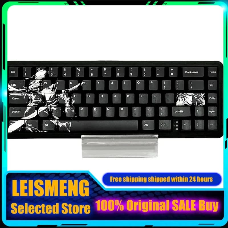 Keycaps Neri con Sublimazione Termica in PBT per Tastiere Meccaniche, Accessori per Tastiere da Gaming PC, Collezione Regalo, Keycaps Personalizzati