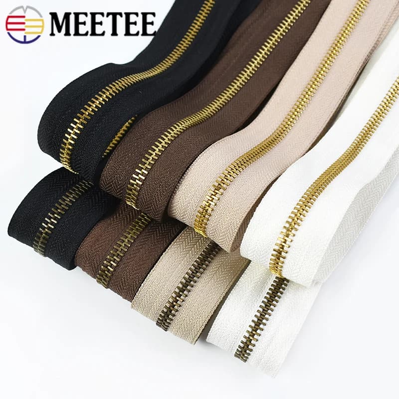 1-5 metri Cerniere in metallo Nastro al metro Borsa da cucito Chiusura con cerniera Giacca Zip Kit di riparazione Vestiti Scarpe Accessori per indumenti fai da te