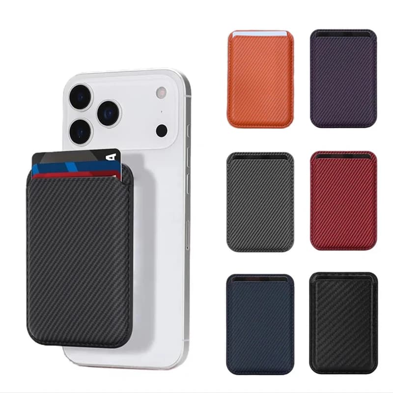 Custodia Portacarte in Fibra di Carbonio con Forte Magnete per MagSafe, Compatibile con iPhone 17 16 15 Pro Max e Samsung S26 Ultra, Porta Carte di Credito e ID
