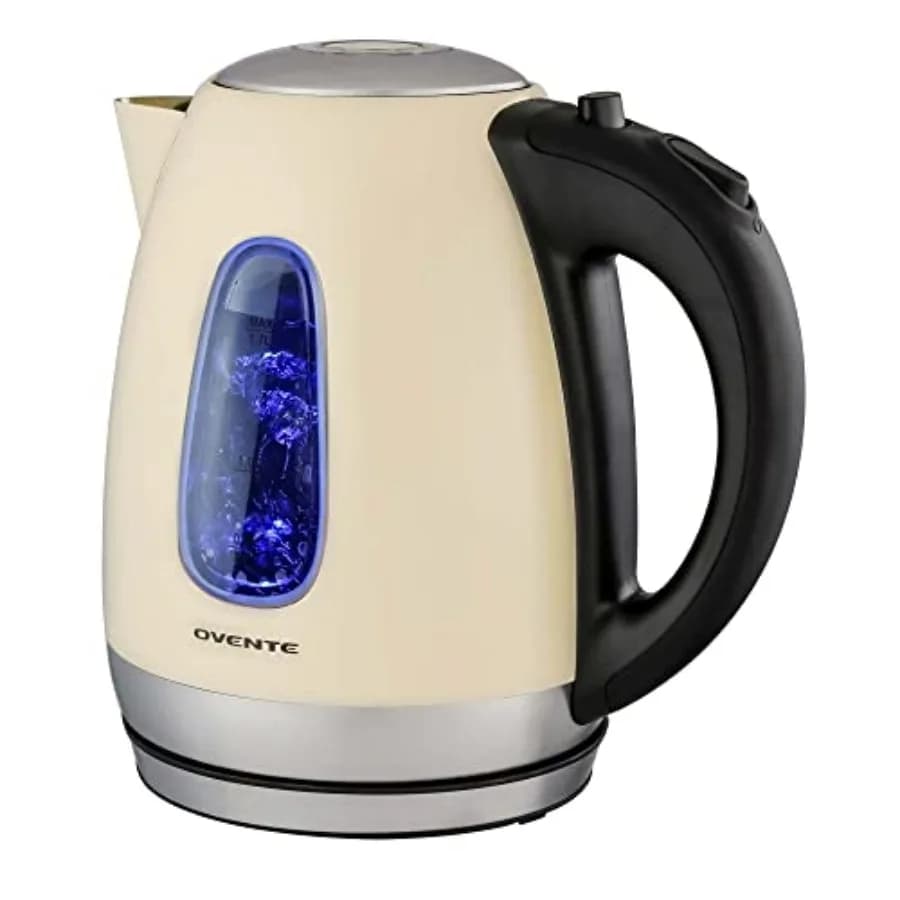 Bollitore Elettrico 1.7L in Acciaio Inossidabile per Caffè o Tè, Senza BPA, Senza Fili, con Spegnimento Automatico