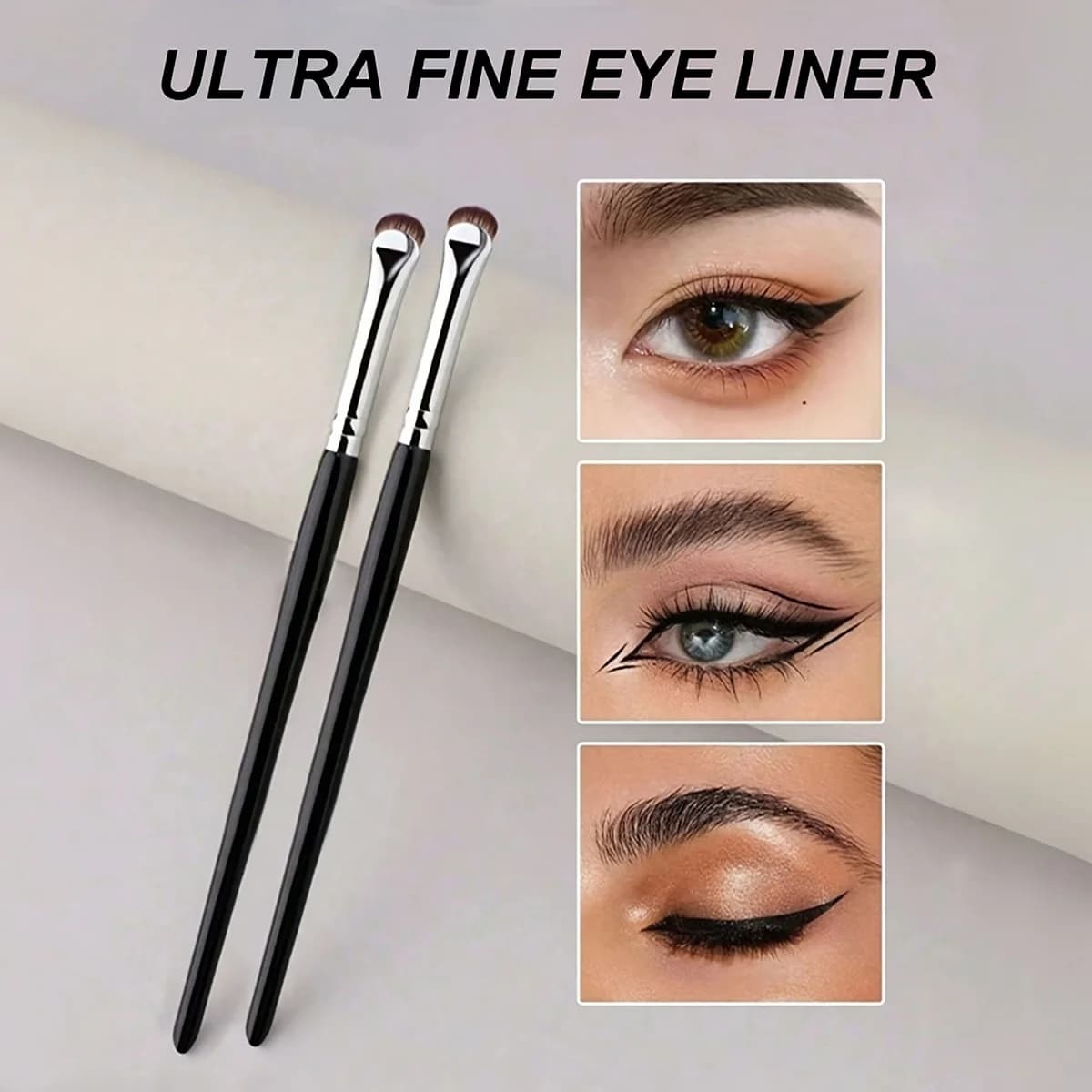2 strumenti per il trucco, nuovi pennelli per eyeliner neri a forma di mezzaluna con setole morbide, pennelli per linee, pennelli per labbra, pennelli per correttore, pennelli per dettagli