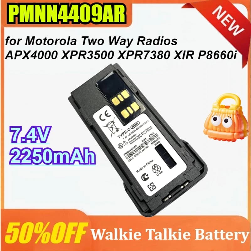 PMNN4409AR per radio bidirezionali Motorola APX4000 XPR3500 XPR7380 XIR P8660i Batteria walkie-talkie sostitutiva con TYPE-C