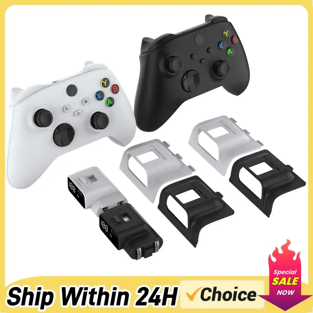 Kit di Accessori per Ricarica da 1350mAh con Cavo di Ricarica, Pacchetto Batterie e Kit per Giocare e Ricaricare a Distanza per Xbox Series X/S/One/Elite