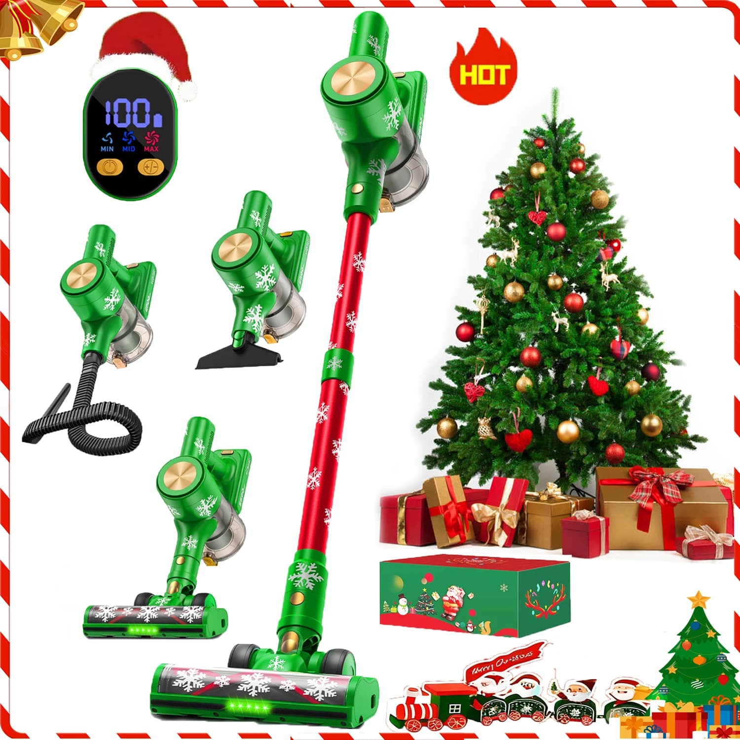Aspirapolvere Senza Fili, 55Kpa/500W/55Min, Aspirapolvere Ricaricabile Autoportante per Casa, Regalo di Natale