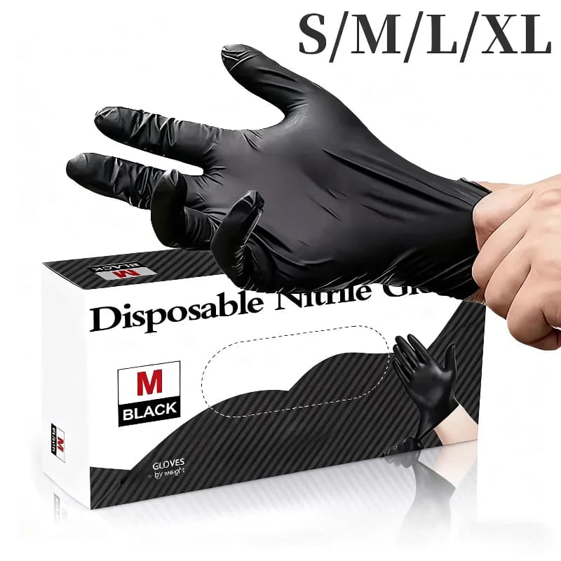 30/60/90PCS Guanti monouso in nitrile nero Guanti da cucina in nitrile per uso domestico Ricamati Pulizia di bellezza Strumenti di isolamento dello sporco