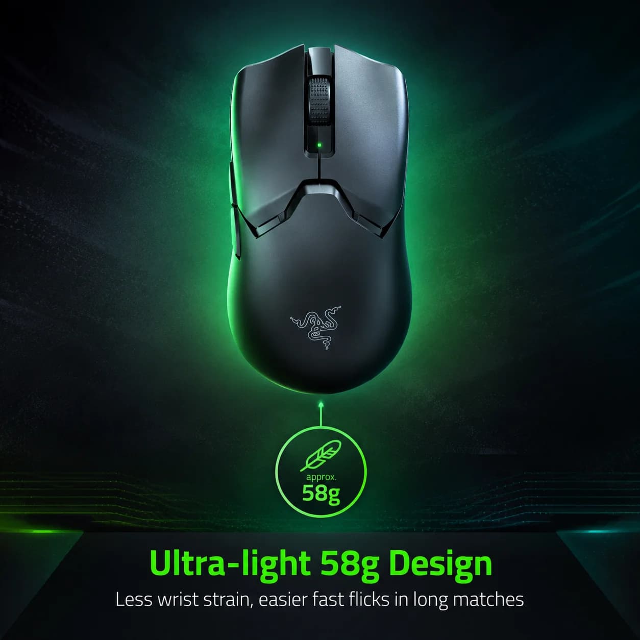 Mouse da Gaming Wireless Razer Viper V2 Pro, Ultra Leggero 58g, Sensore Ottico 30K DPI per Esports e Giochi FPS