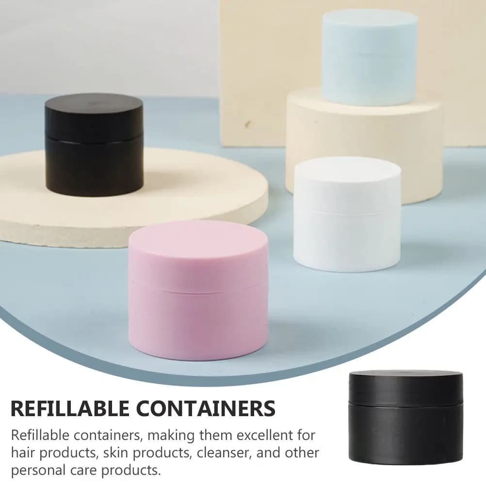 8Pcs 15G Compact Lightweight Travel Cream Jars Small Plastic Bottle Container for Hair Skin Cleanser Body Lotion Face Mask