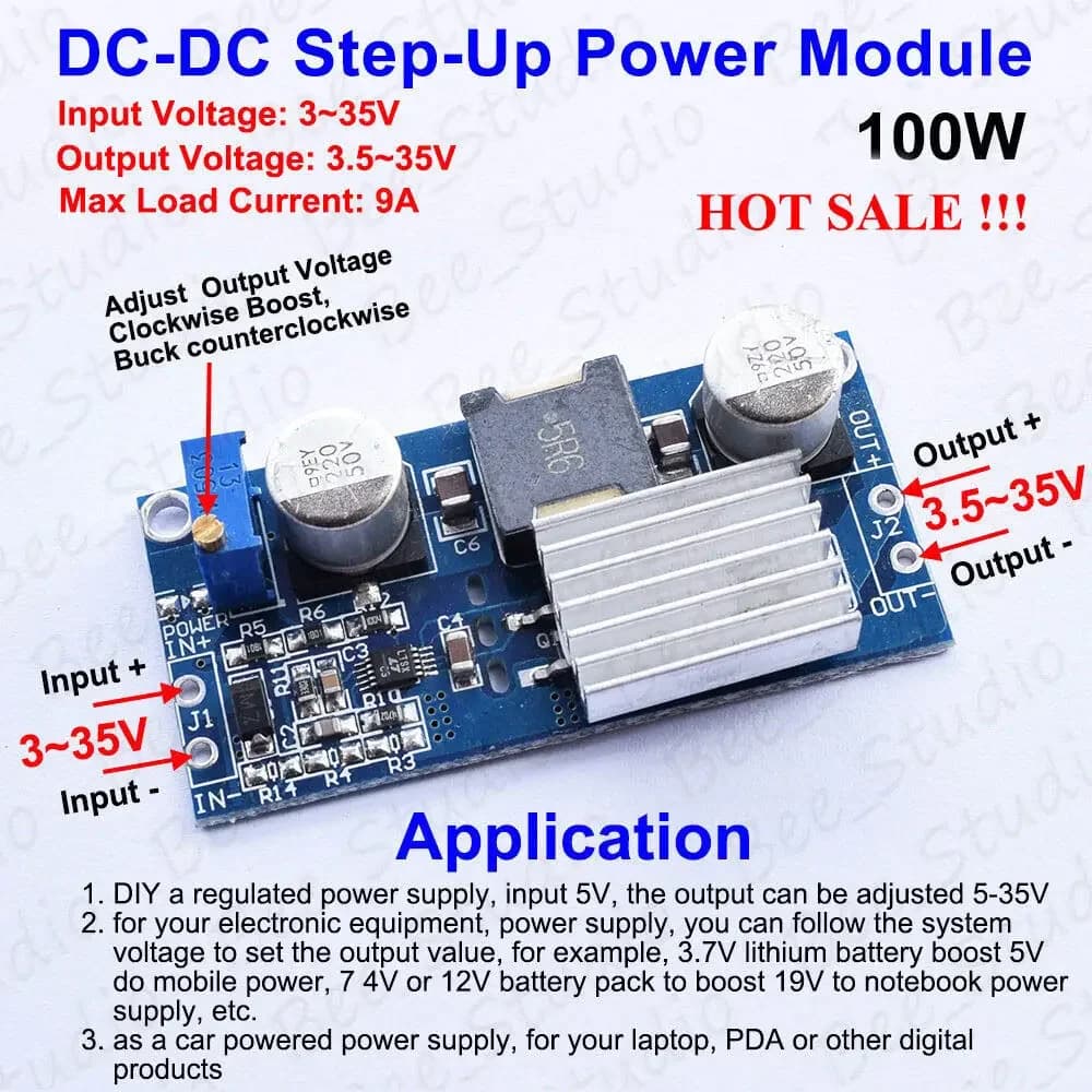 Convertitore step up boost DC-DC da 100 W da 3-24 V a 5 V-35 V 12 V 24 V 9 A Circuito integrato del modulo di alimentazione