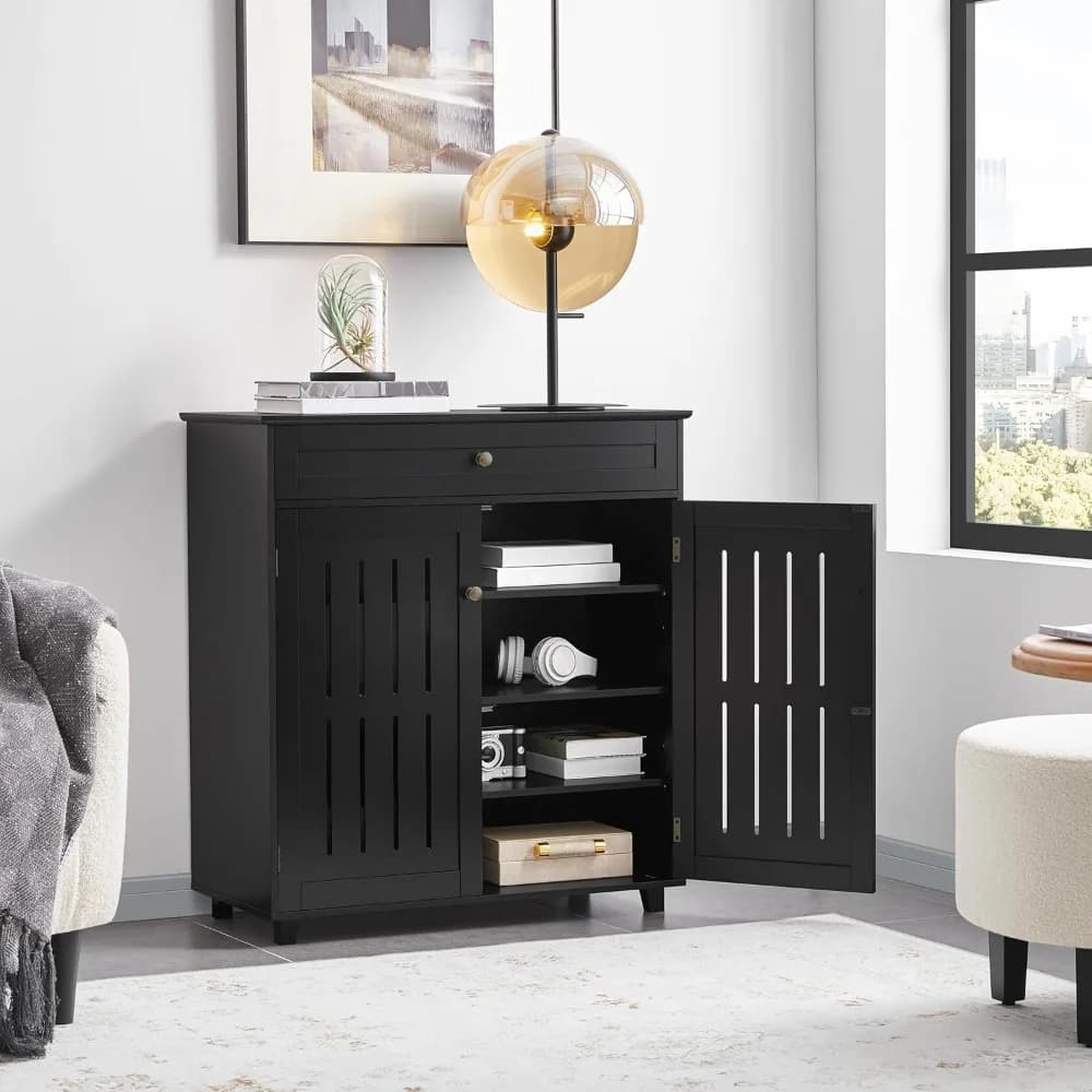 Scarpiera, 4-level scarpiera with drawer and adjustable shelves, organizer for wooden scarpiera with doors with wound