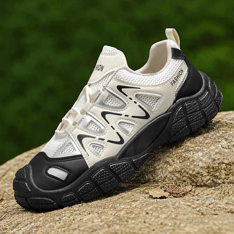 Men Daily Summer Sneakers Breathable Perforated Mesh Anti Slip Soft Insole Outdoor Jogging Daily Walking Footwear