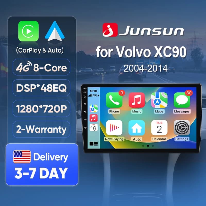 Junsun AI Voce Auto Stereo Radio Wireless CarPlay Per Apple Android Auto Per Volvo XC90 2004-2014 Touch Screen BT GPS FM DSP RDS