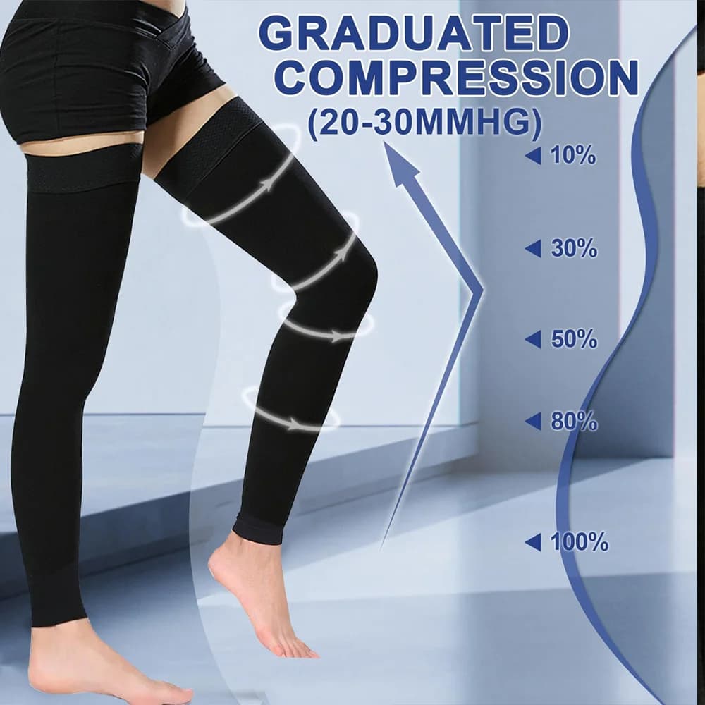 Calze a Compressione Unisex Plus Size Livello 2 (23-32 mmHg) al Ginocchio per Sollievo dallo Stress, Comfort e Supporto